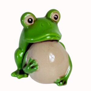Frog Salt Pepper Shakers Stoneware Kitschy Retro Novelty Kitchen Decor Green